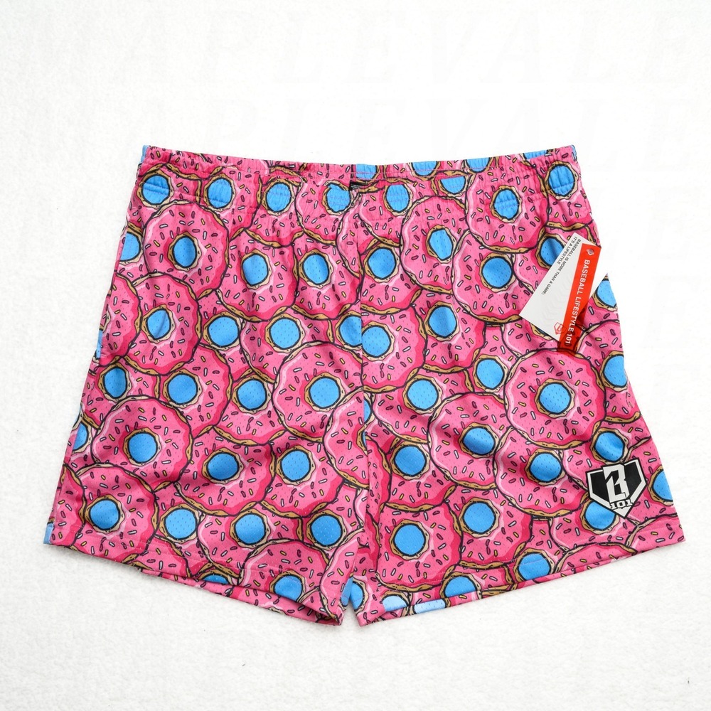 Baseball Lifestyle 101 Donut Shorts Men's Sz XL Strawberry Pink Mesh BL101 NWT